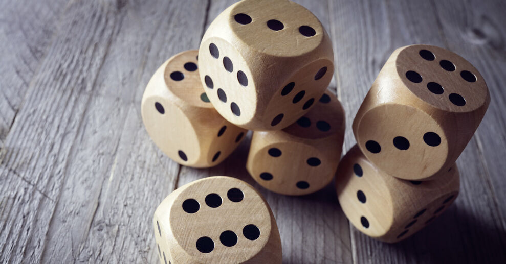Wooden dice on a table