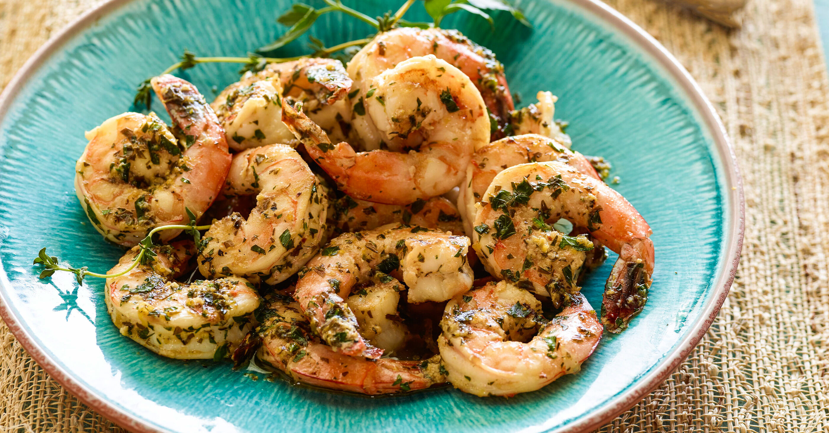 Smoked Shrimp in a ceramic bowl