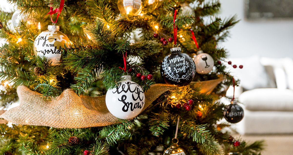 Hand Painted Ornaments on a Christmas Tree