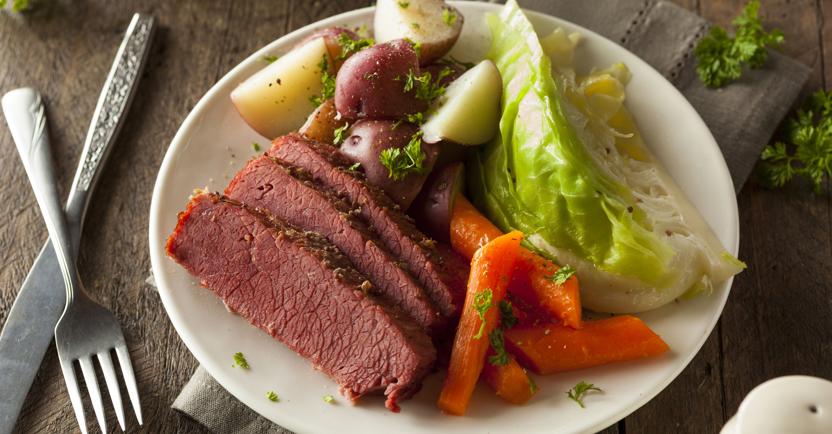 Corned Beef Brisket with cabbage, potatos, and carrots