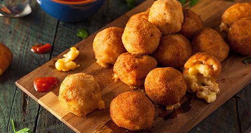 Mac and Cheese Bites with Sriracha Aioli