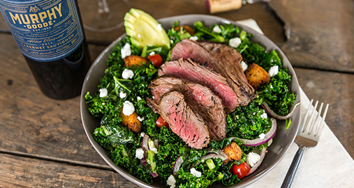 Marinated Spinach and Kale Steak Bowl